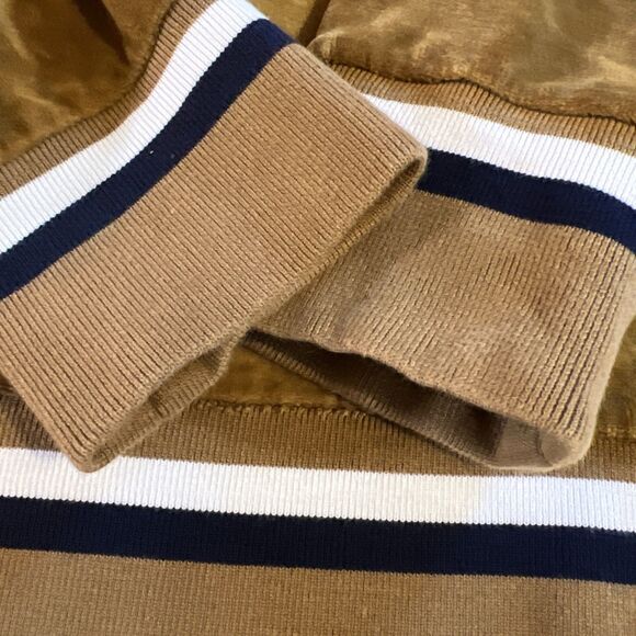 NWOT Todd Snyder Retro Velour Polo Size L Pullover Shirt Piping Mustard Brown - Picture 6 of 12